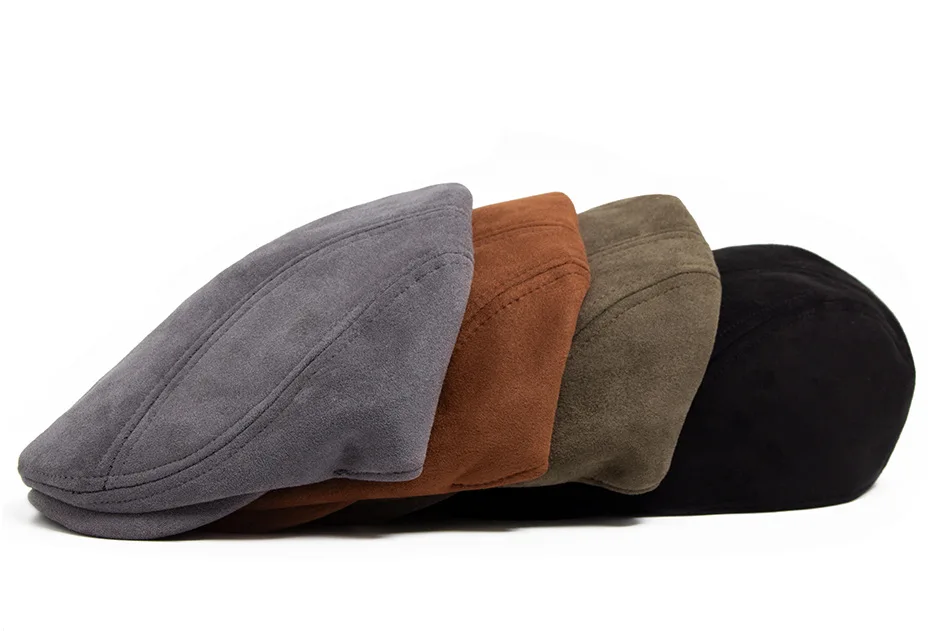 Neue Wildleder Winter Baskenmütze Hut Mode Männer Frauen Einstellbare Zeitungsjunge Mütze Flache Visier Berets Unisex Panama Hut Retro Casual Baskenmütze Gorra – Detail 2