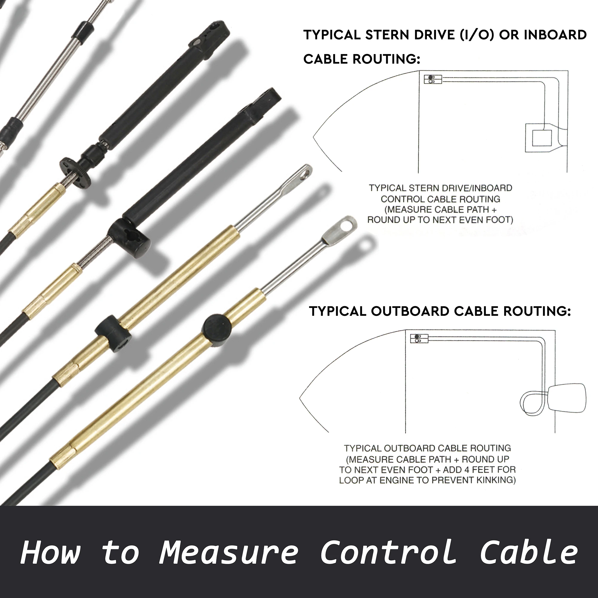 Mercury Outboard Control Cables 10FT - GEN I Throttle & Shift Cables Set For Marine Engines
