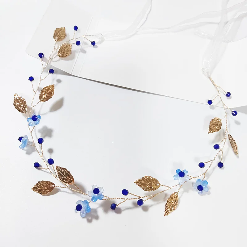 Elegante Mädchen Stirnband Perle Blau Schmetterling Haar Kopfschmuck Baby Mädchen Blumenkranz Braut Girlande Kopf Hoop Hochzeit Stirnbänder – Detail 9