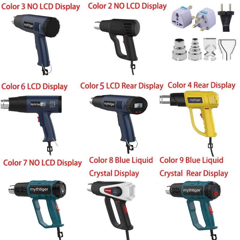 Heat Gun 2000W Adjustable Heat Gun Variable Temperature Hot Air Gun Car Film Baking Heat Shrink Tube Industrial Thermal Power Tool