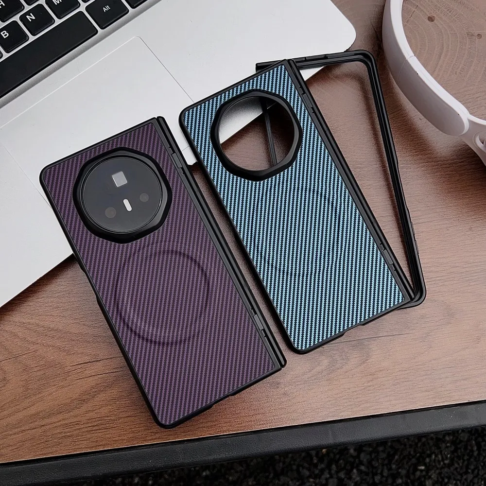 Premium Carbon Fiber Magnetic Protective Back Cover Case -