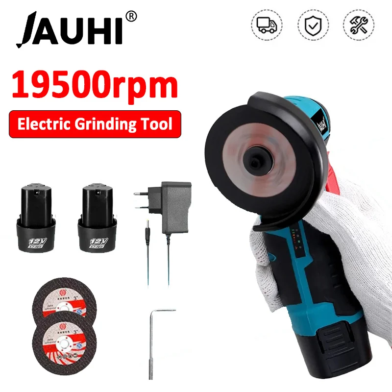 

JAUHI 12V 19500rpm Cordless Angle Grinder Electric Grinding Cutter for Cutting Polishing Ceramic Tile Wood Stone Steel
