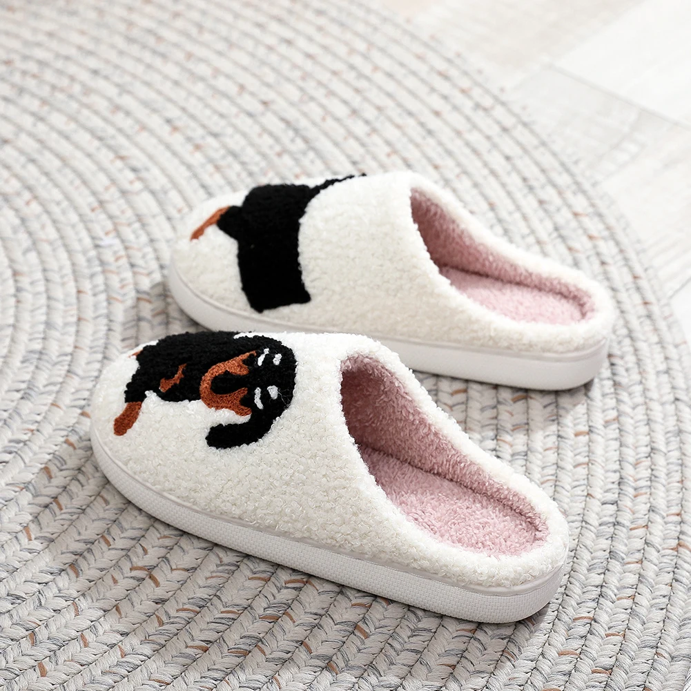 Plush Dachshund Slippers Dog Pattern Women's Slippers Anti Slip Couple Shoes Winter Thermal Slip-on House Shoes for Men Women 4