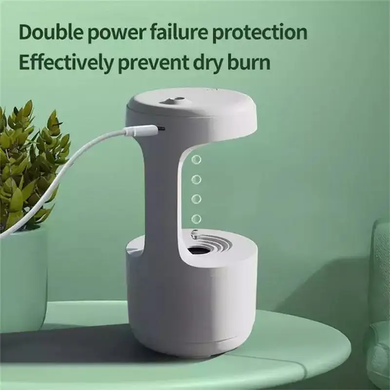 Aromatherapy Essential Oil Diffuser Car Fountain Freshener Night Micro Purifier Water Drip Rain Anti Gravity Humidifier
