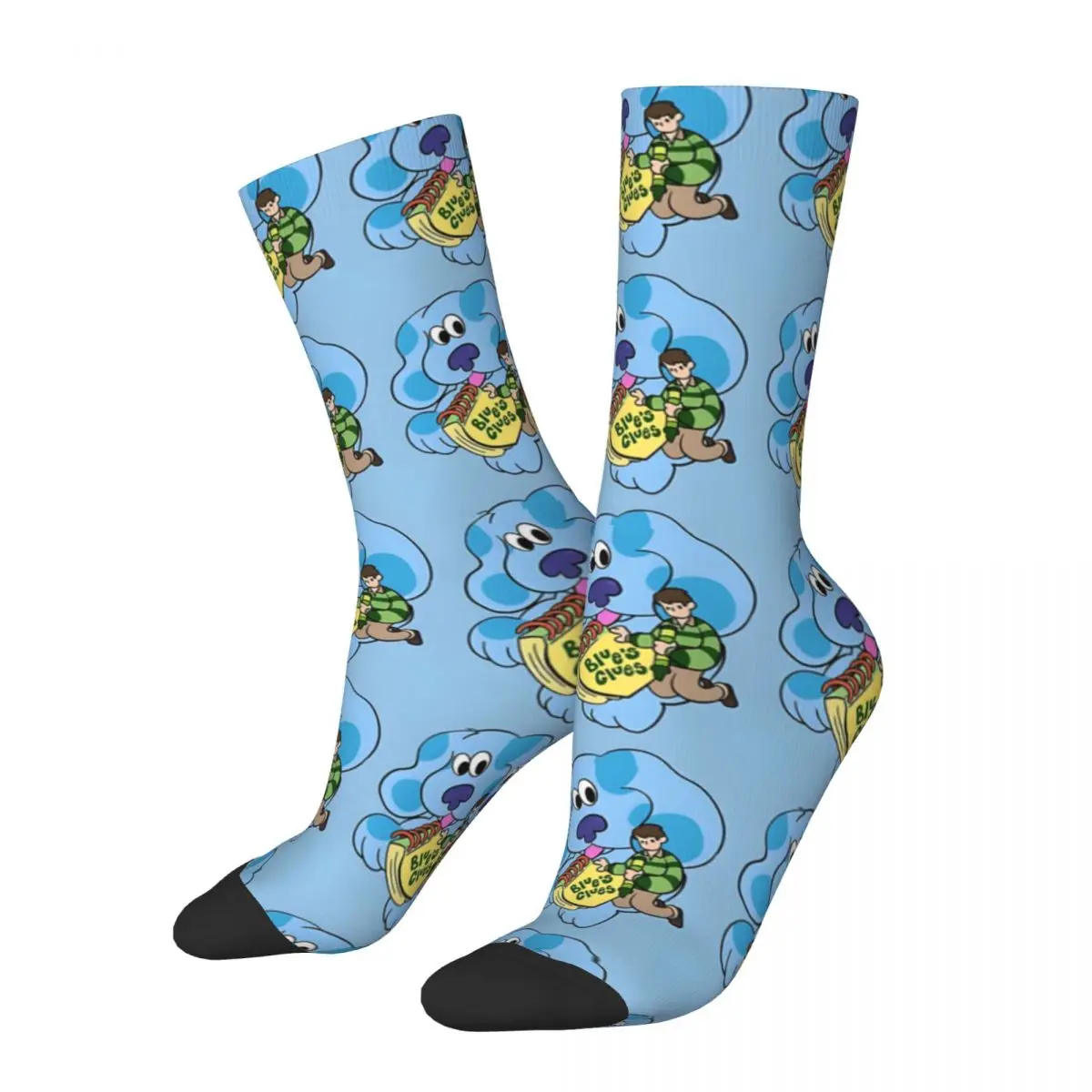 Divertenti Calzini A Compressione Da Uomo Felici Blue Puppy Vintage Harajuku Blue Inventions Animation Hip Hop Novità Pattern Crew Crazy Sock