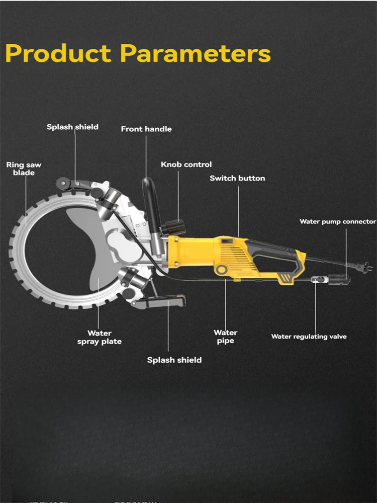 220V High Frequency Dust-free Cutting Tool Hand-Held Concrete Wall Cutting Machine Brushless Ring Saw Machine