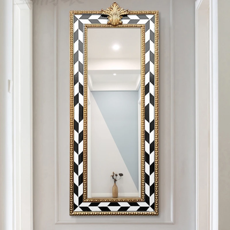 

Full body mirror, high-end floor to ceiling, home entrance wall mounted dressing, carved decorative