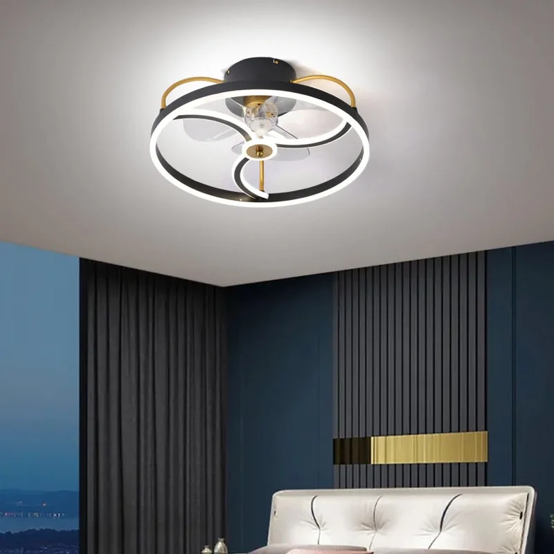 Modern Smart LED Ceiling Fan Lamp APP and Remote Control Adjustable Speed Dimmable for bedroom