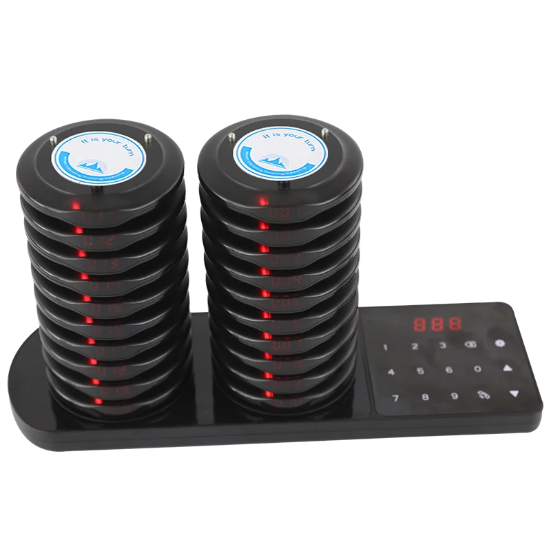 Wireless Restaurant Pager System Dual Charging Base Wireless Calling System Coaster For Food Truck Church Clinic Coffee Shop wireless calling system