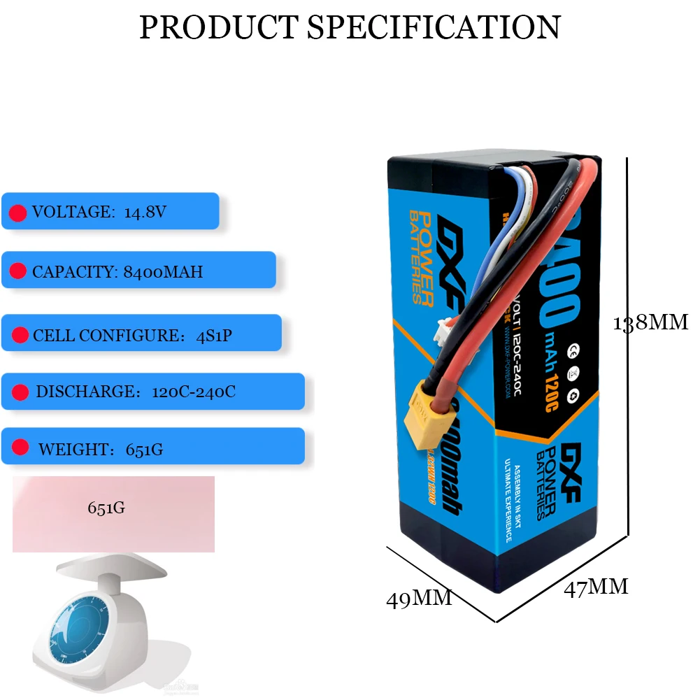 Фото 1/2 шт., DXF 4S 6S Lipo 14,8 V 15,2 V 22,2 V аккумулятор 8400mAh 8000mAh 9200mAh 10000mAh 7000mAh 6500mAh 6200mAh для радиоуправляемых автомобильных запчастей №2