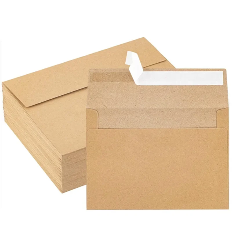 A7 Envelope 50pcs Kraft Paper Postcard Style Envelopes for Wedding Invitations Stationery Gift Packaging