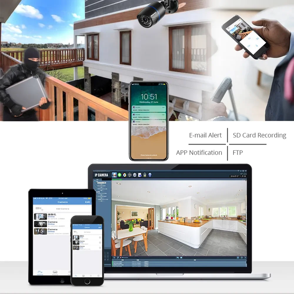 4MP 1080P IP Camera Outdoor WiFi Security Camera Wireless Video Surveillance Wi Fi Bullet CCTV HD Camara CamHipro CamHi Cam 3