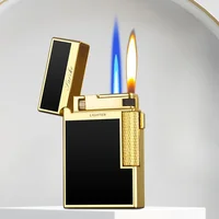 New Dual Fire Switch Butane Gas Lighter Metal Windproof Smoking Accessories Butane Gadgets Men's Gift 1