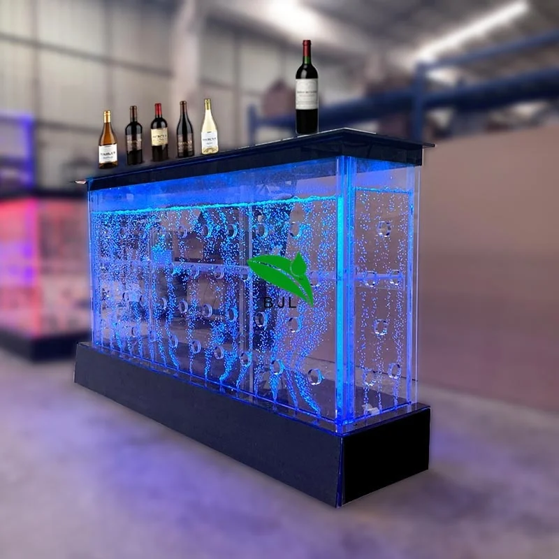 Custom.us 에드 살롱 나이트 클럽 가구 LED 조명, 빛나는 아크릴 물 거품 분수 바 카운터