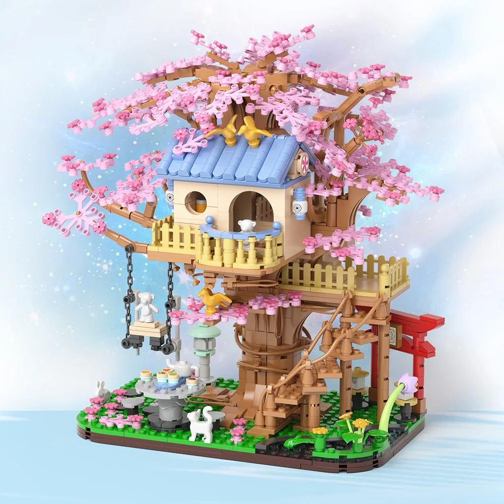 

Ideas Sakura Blossom 1446pcs Diy Mini Romatic Treehouse Building Brick For Boys And Girls Chrismas Assembly Puzzle Toys For Kids