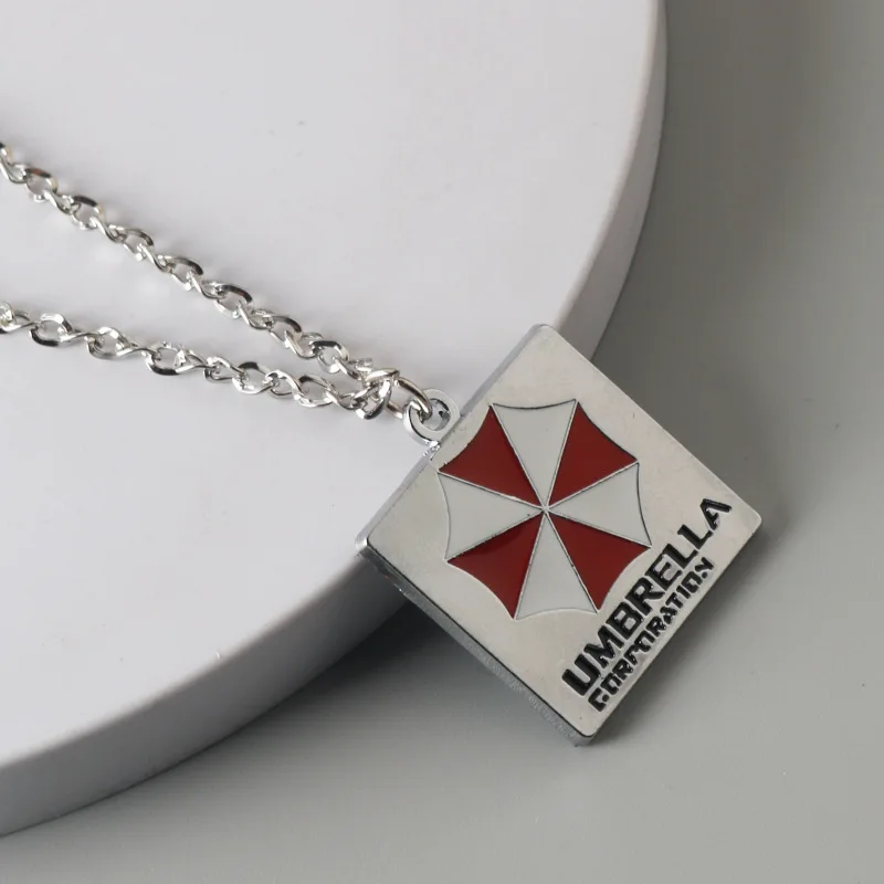 Residents Evils Cosplay Pendant Necklace Keychain Toy Umbrella Corporation Symbol Chaveiro Sublimation Blank Keyring fans Gifts anime keychain,game keychain,anime keychain pendant,game necklace,game cosplay props