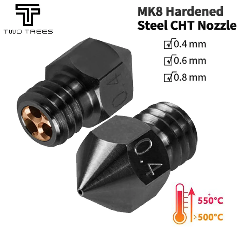 

3pcs MK8 CHT Nozzle Upgrade Hardend Steel 0.4 0.6 0.8mm High Flow Clone CHT Nozzles for Ender 3 V2 Ender 5 CR10 3d printer parts