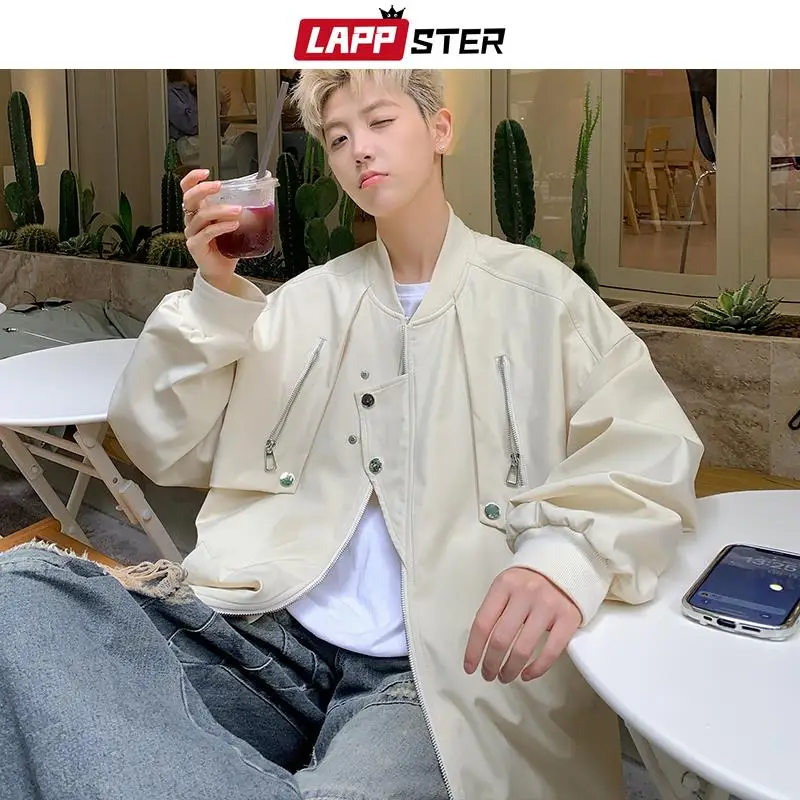 

LAPPSTER Y2k Streetwear Zipper Bomber Jackets Coats 2023 Autumn Windbreaker Designer Jackets Japanese Harajuku Varsity Jackets