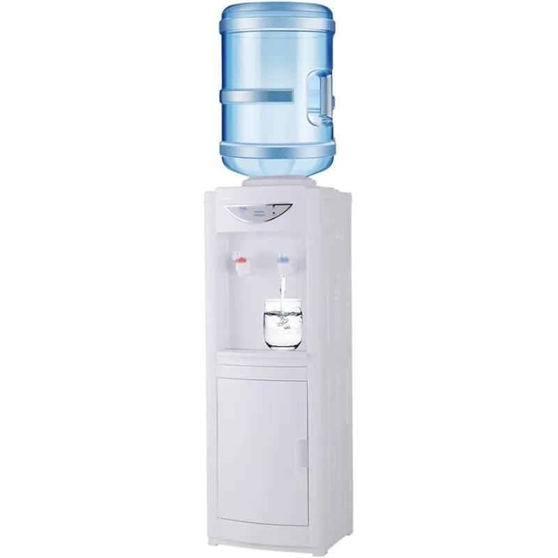 

Hot & Cold Top Loading Water Dispenser,5 Gallons Water Coolers with Child Safety Lock Removable Drip Tray&Storage Cabinet(White)
