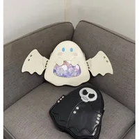 New Cartoon Angel Devil Backpack Creative Kawaii Ghost Azrael Shoulder Bag PU Leather Large Capacity School Bags For Kids 1