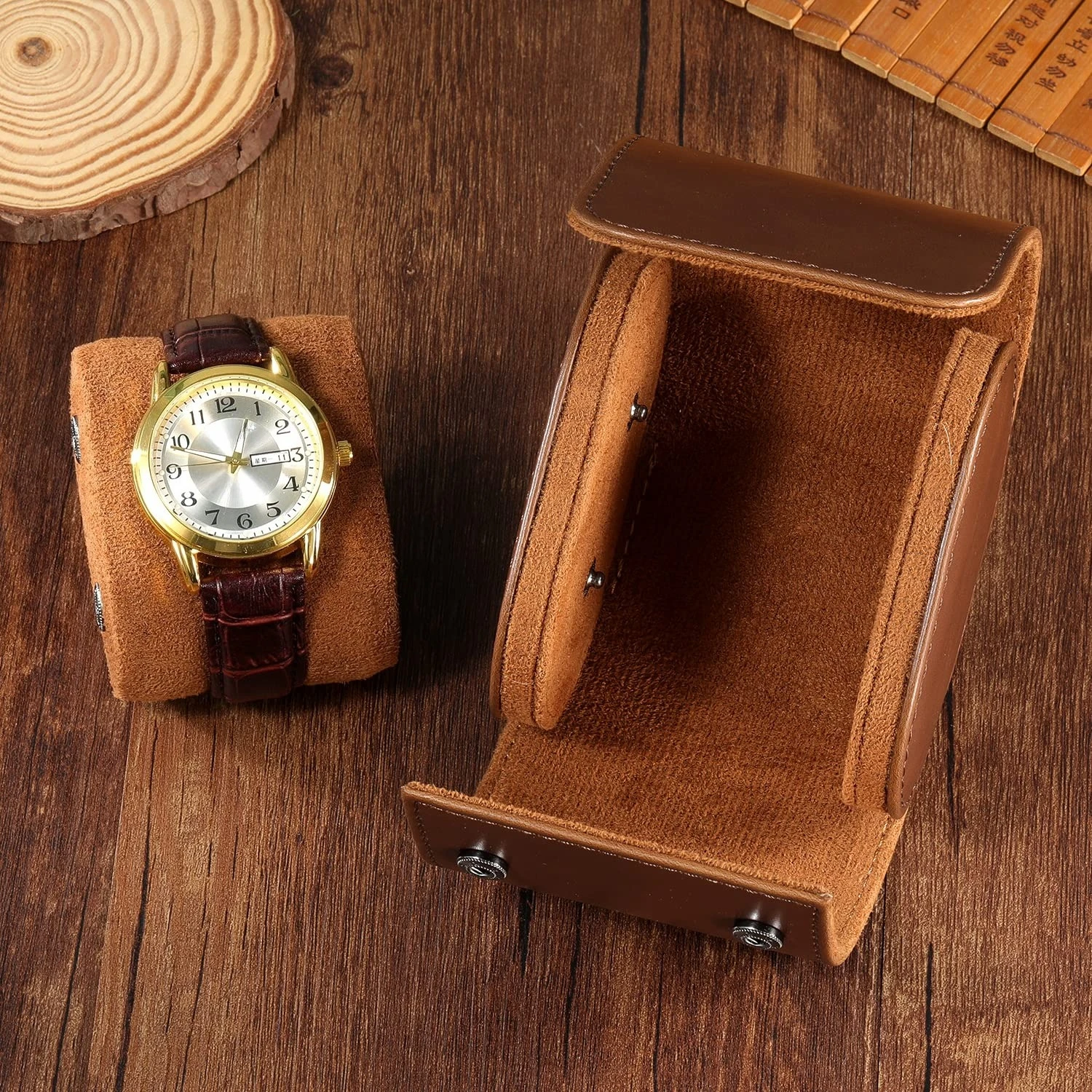 Portable Watch Organizer Case,Faux Leather Watch Storage Box with Velvet Lining - Portable Dustproof Travel Case