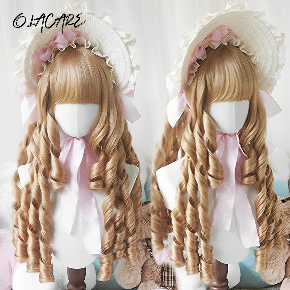 Synthetic Pink Blonde Black Curly Wig for Women Cosplay
