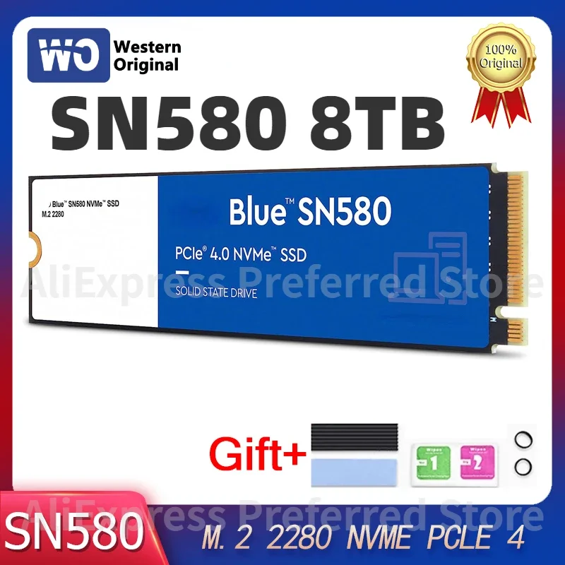 

Western Original PS5 SSD 1TB 2TB Blue SN580 NVMe Internal Solid State Drive SSD - Gen4 x4 PCIe 16Gb/s, M.2 2280, Up to 4150 MB/s
