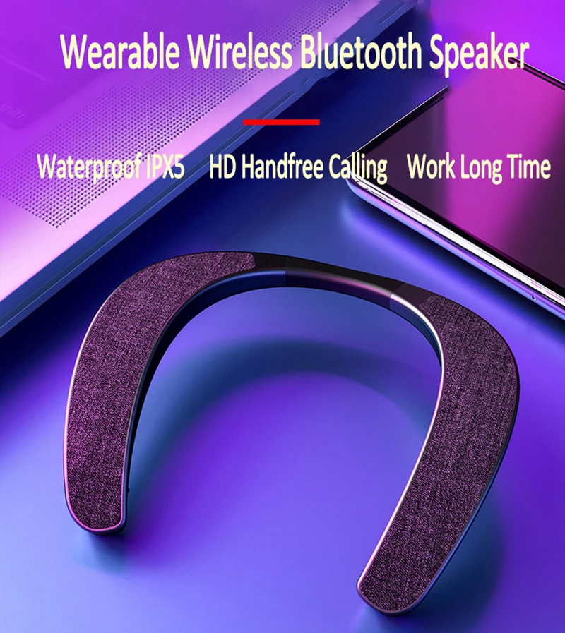 New Neck Mounted Bluetooth Speaker Hifi Wearable Bluetooth Neckband