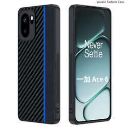 Carbon Fiber Texture Leather Protective Case - Shockproof Cover for Oneplus ACE 6 (Blue)