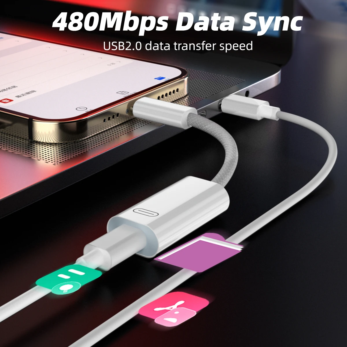 ANKNDO USB 타입 C에서 라이트닝 이어폰 어댑터로 변환, 애플 아이폰 16 이어폰 오디오 케이블에 적합한 짧은 케이블