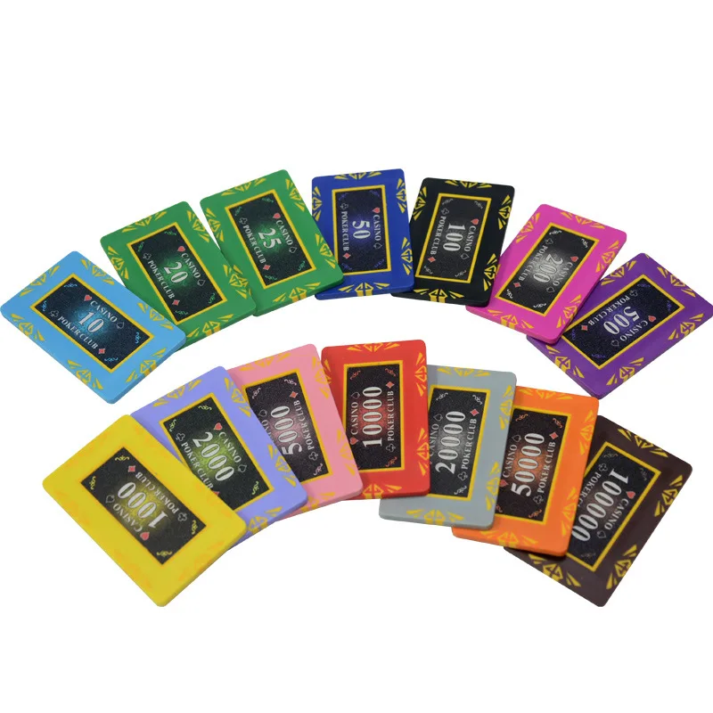 Poker Chips 10 PCS Casino Square Clay Poker Chips Texas Hold'em Baccarat Poker Metal Coins Gaming Chip Set Accessories