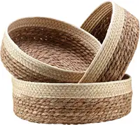 3 Size Woven Storage Basket, Organize Straw Cosmetics Storage Basket, Snack Food Storage Table Basket Made of Cattail Material 1