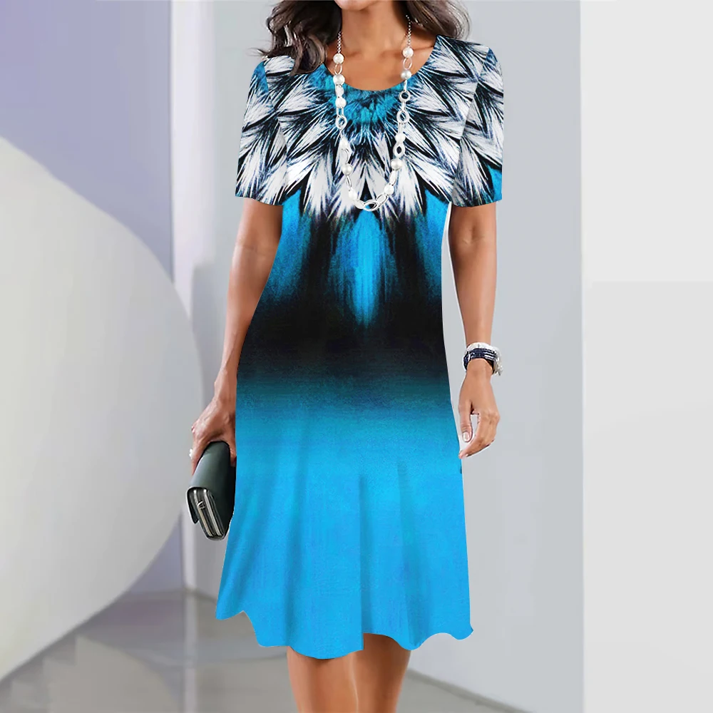 Mini saia com estampa gradiente feminina, vestido de joelho, rua Elegante, vestidos brincalhões, gola O, pulôver feminino Y2K, moda verão, 2023 12 Se541af0ccb20428089e4a72a66ad39f0g