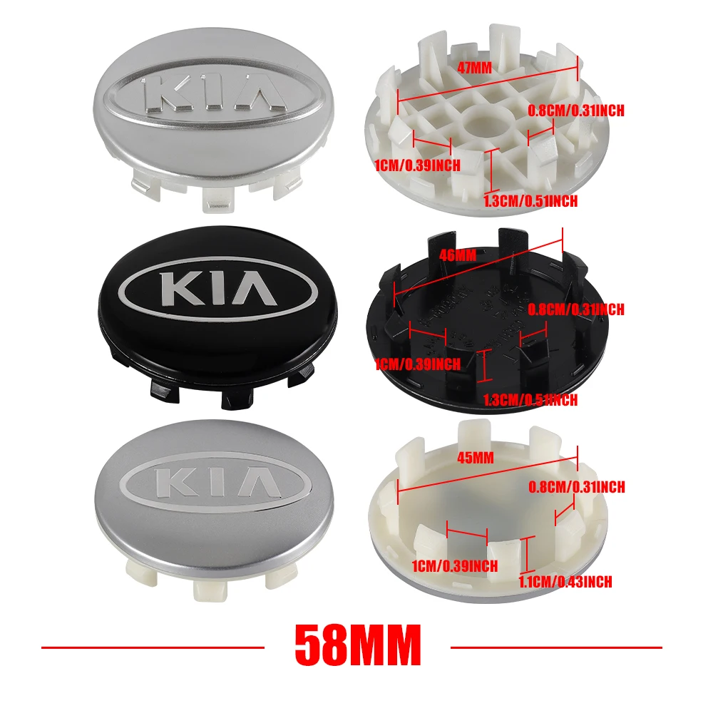 4 STÜCK 58mm Kia Sportage 3 Rio K2 Ceed Carnival Picanto Soul EV6 Niro Forte Seltos Sorento K5 K3 Auto Radnabenkappe Felgenabdeckung – Detail 12
