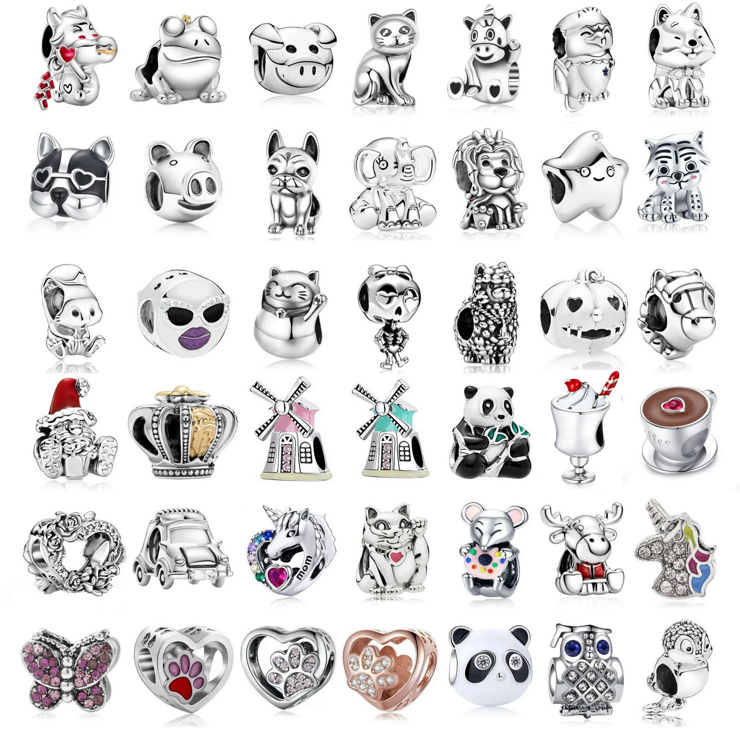 2021 New Silver Color Firecracker Bull Ox Dog Beads Charm Fit Pandora Bracelets & Necklaces for Women DIY Jewelry Gift Making beadwork
