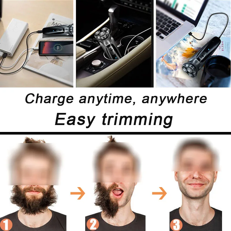 Electric shaver hair trimmer electric razor rotary shaver electrical rotary shaver cordless shaver Electric Shaver for Men Electric Razor SOEYE Shaver for Men 3D Floating Blade Beard Trimmer USB Recharge Hair Cutting Machine