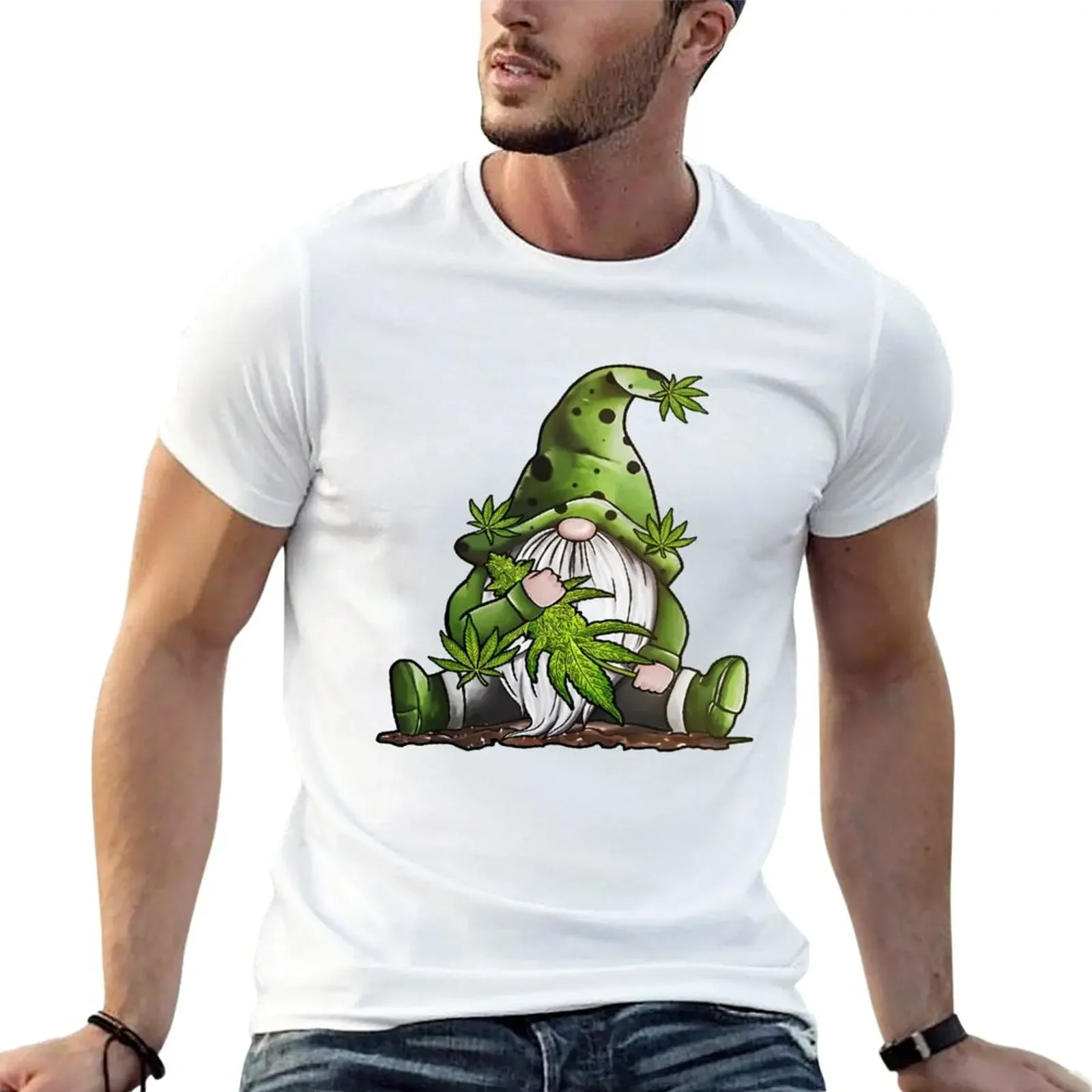 

Christmas Gnome Weed T-Shirt summer top hippie clothes t shirts men