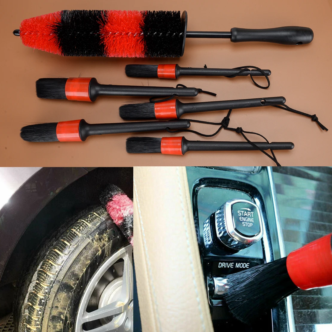 

Detailing Brush Cleaner Tool Kit for Universal Car Wheel Rim Tire Seat Engine Cleaning Washing
