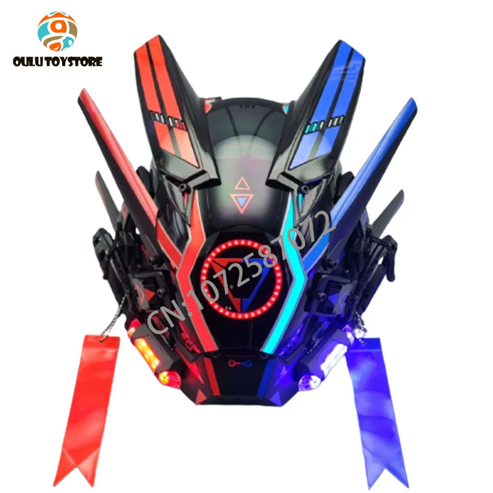 

Children'S Mask Led Light Eye Technology Punk Mask Spiderman Iron Man Arm Iron Soldier Helmet Cosplay Mask Functional Futuristic