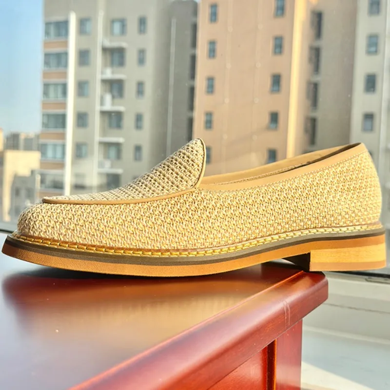 Stylish Yellow Rafia Loafers for Men Yellow Raffia Loafers - Etsy main image 3
