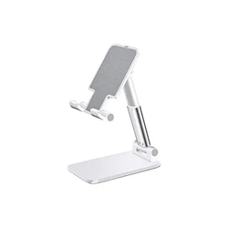 Sleek Aluminum Adjustable Desk Phone Stand (WHITE)