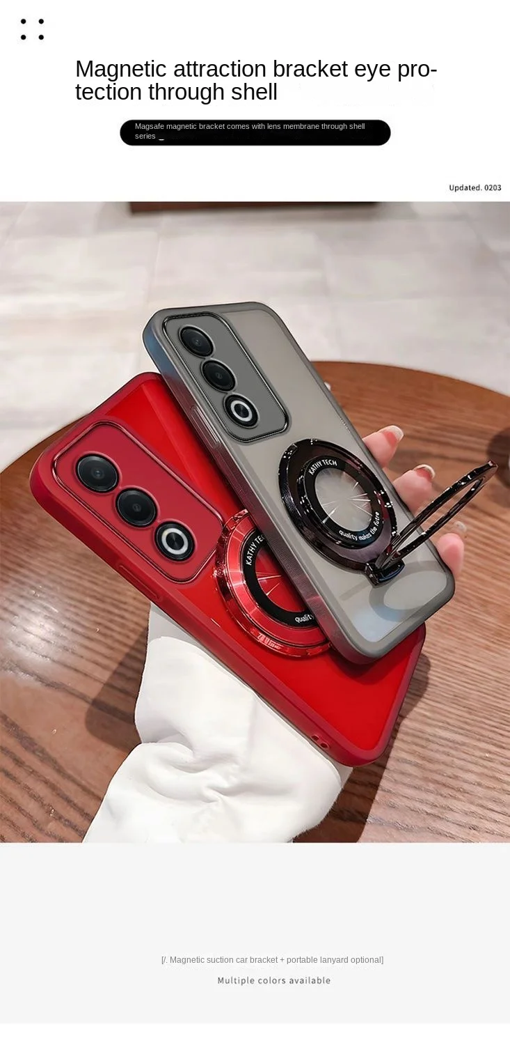 Soft Transparent Protective Back Cover with Magnetic Ring and Lens Protection