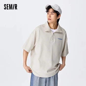 남성용 세미 폴로 셔츠, 편안한 하프 가디건, 스포츠 스타일 상의, 커플 2024, 여름 신상
