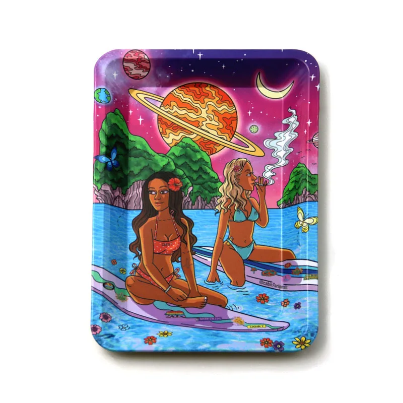 Rolling Tray Tobacco Cigarette Paper Trays Smoking Accessories Grinder Storage Metal TinPlate Customize 7.1X4.7in Plate 5