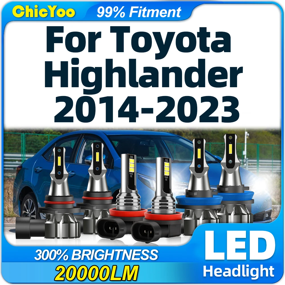 Canbus LED Headlights 60000LM Turbo Auto Headlamps 6000K Fog Lamps 12V Plug&Play For Toyota Highlander 2014-