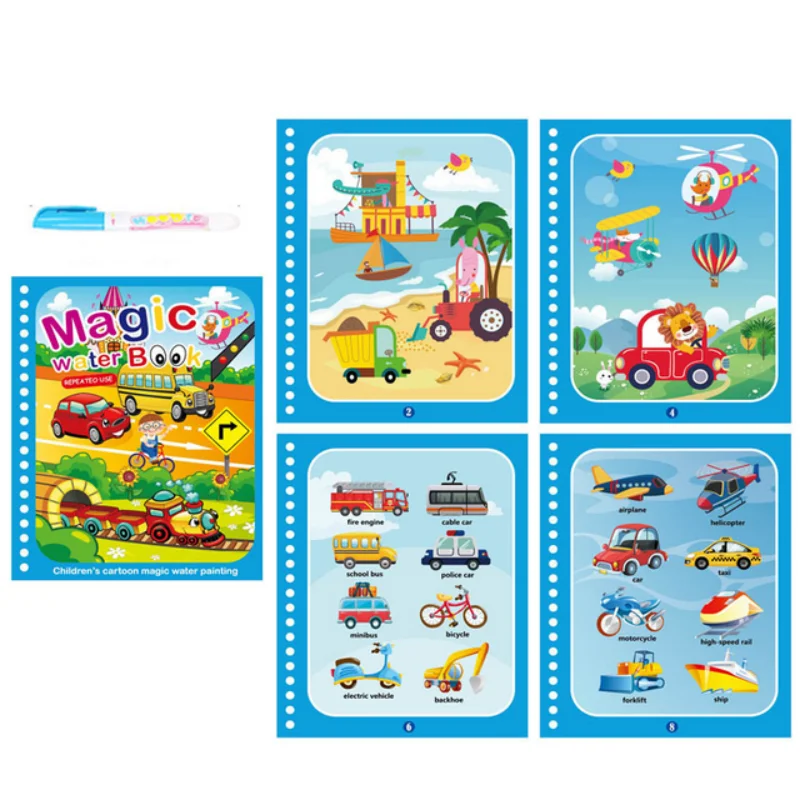 Drawing Toy 1 Book+1 Pen Reusable Coloring Book Water Painting Book Sensory Early Education Puzzle
