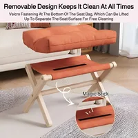 Tabouret à langer en bois massif, repose-pieds pour canapé, tabouret bas pliant pour l'entrée, tabouret à coussin rempli de coton 2