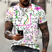 Men's and Women's Short Sleeved Round Neck T-shirts, Fashionable Street Clothes, 3D Printing Mathematical Formula, 2021