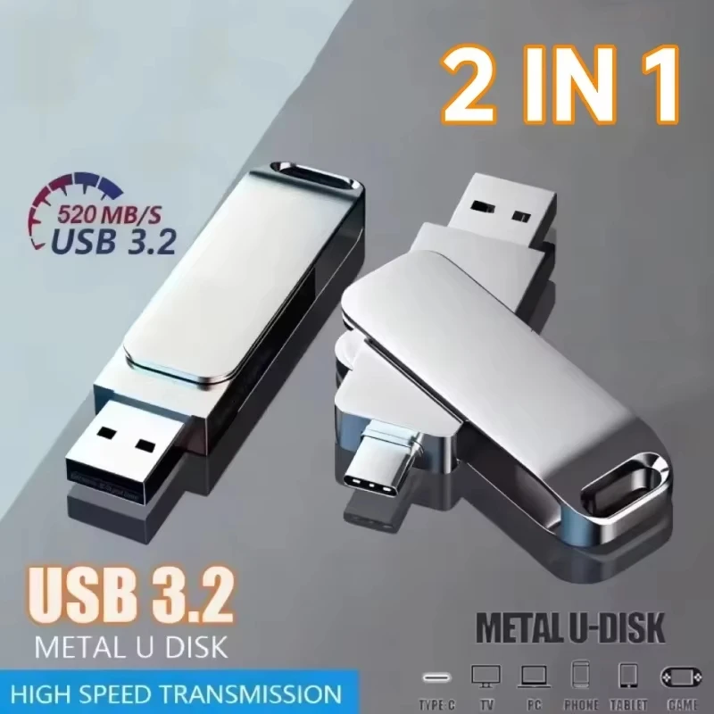 High-Speed 512GB USB 3.2 Dual-Interface Waterproof Flash Drive