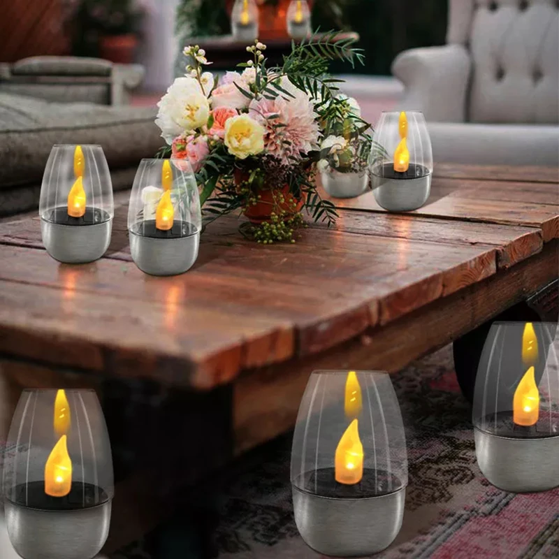 Luce solare a candela per esterni, giardino, luce a LED impermeabile in acciaio inox, luci da prato, lampade notturne per cortile, balcone, vialetto_voghion.com